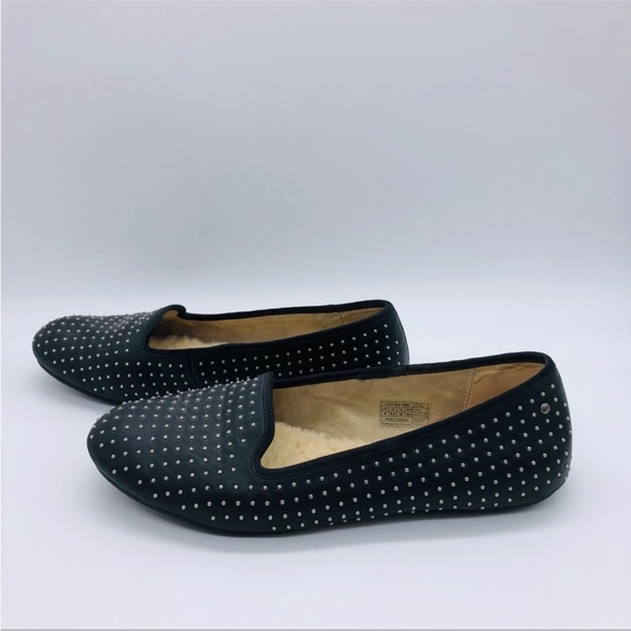 UGG leather Sherpa lined studded flats - Picture 6 of 11